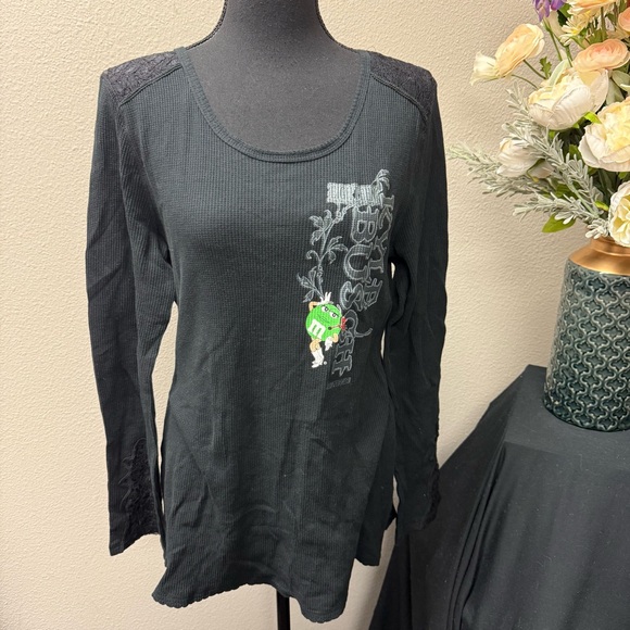 Chase Authentics Tops - Kyle Busch NASCAR M&M’s Black Thermal Lace Long Sleeve Top by Chase Authentics